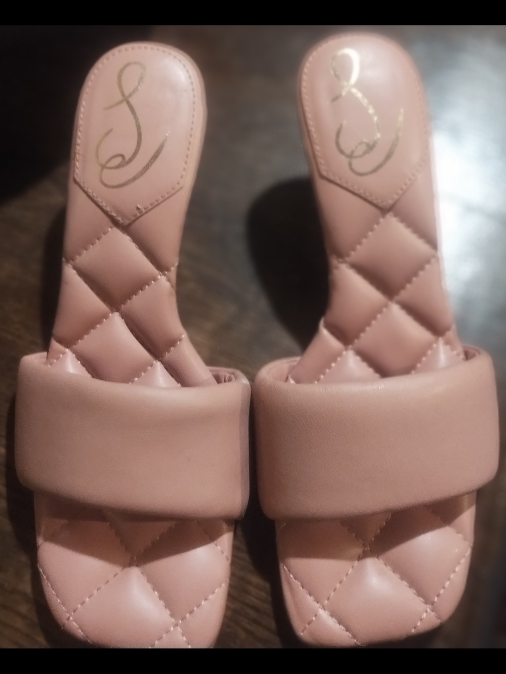 Sam Edelman Quilted Slide Mules in Blush